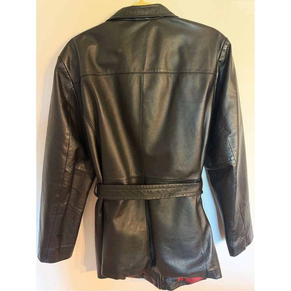 Vintage Black Leather Belted Jacket - Picture 4 of 4
